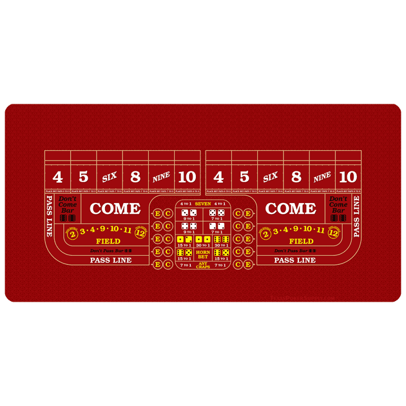 Red Craps Table Top Rollout Mat