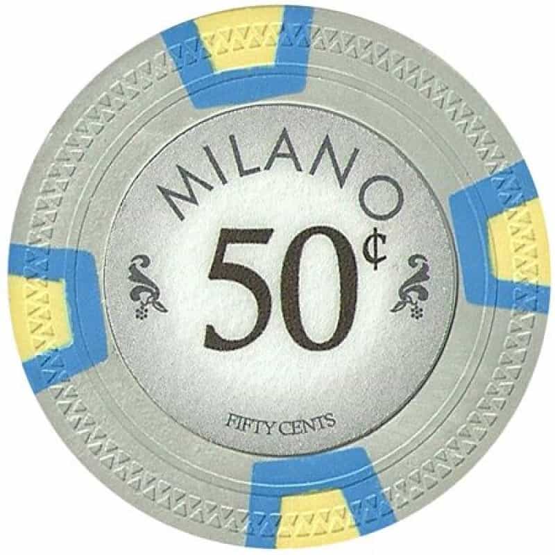 Milano 10 Gram Clay Poker Chip $0.50 Sold By The Roll Of 25Pcs