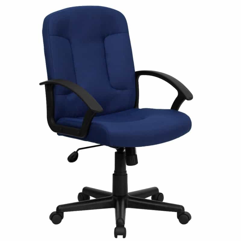 Garver Mid-Back Navy Fabric Executive Swivel Office Chair With Nylon Arms