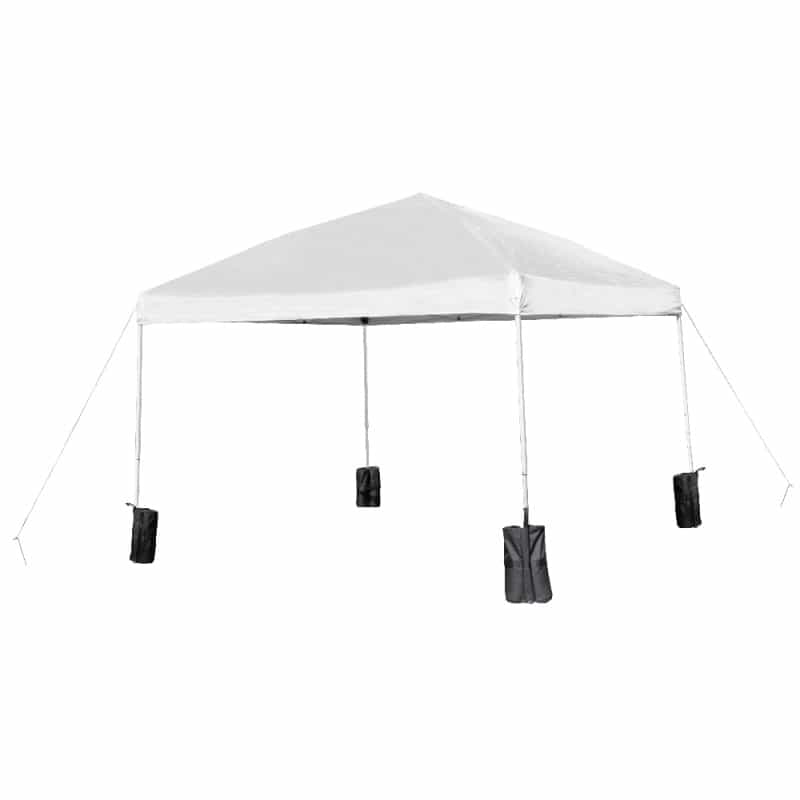 Harris 10'X10' White Pop Up Event Straight Leg Canopy Tent With Sandbags And Wheeled Case