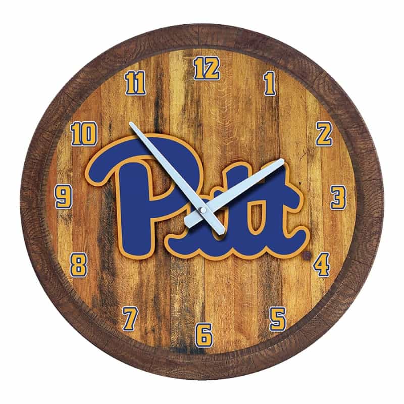 Pitt Panthers: Faux Barrel Top Wall Clock