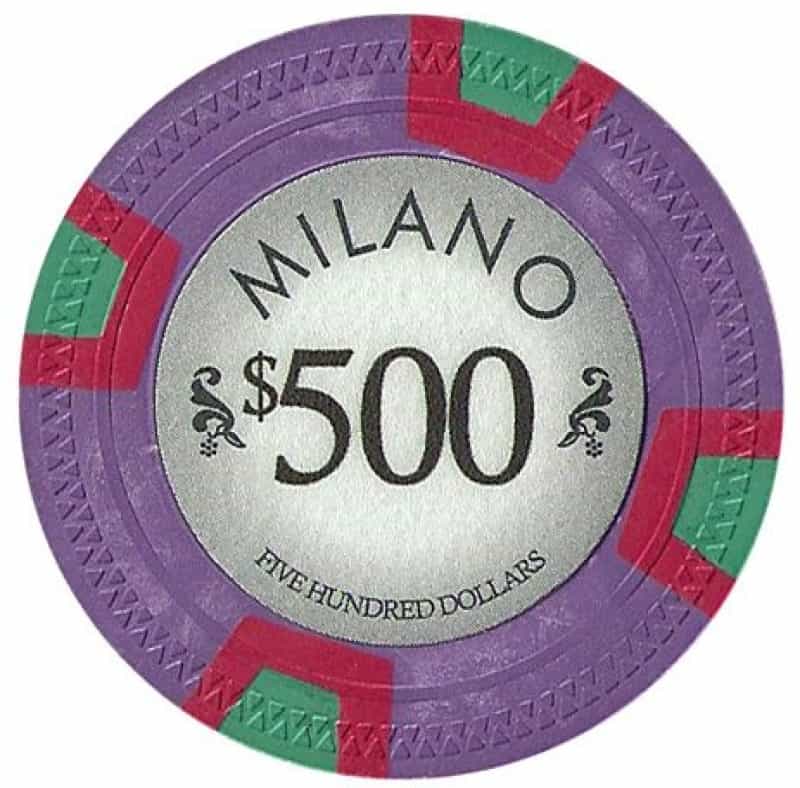Milano 10 Gram Clay Poker Chip $500 Sold By The Roll Of 25Pcs