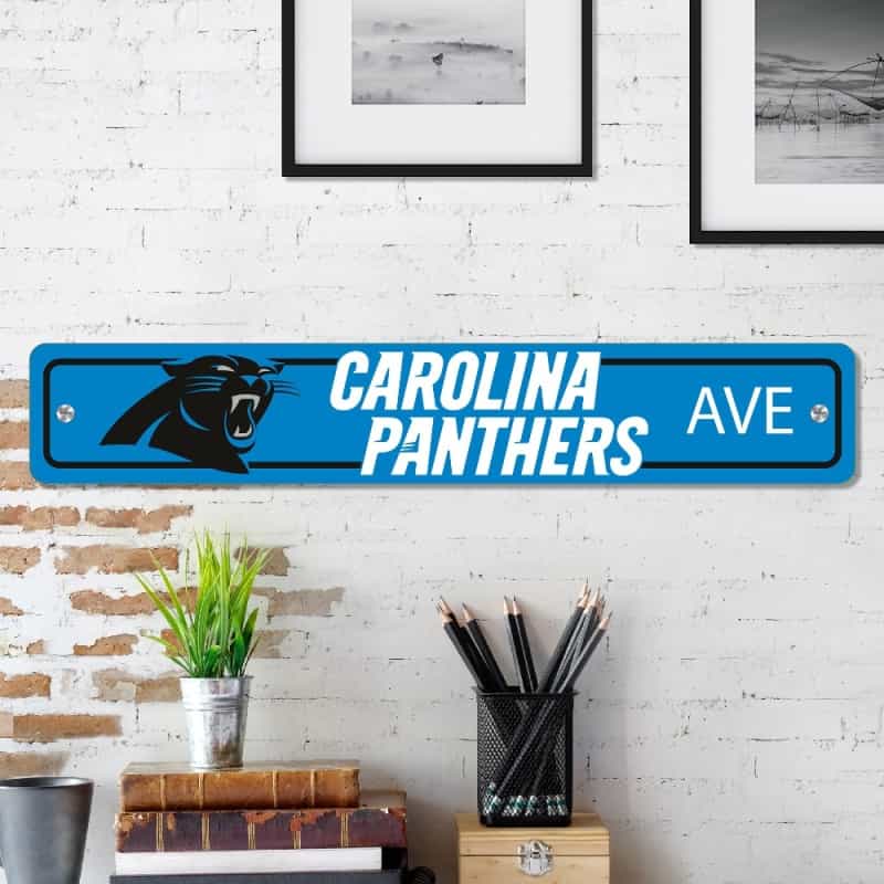 Carolina Panthers Team Color Street Sign Decor 4In. X 24In. Lightweight
