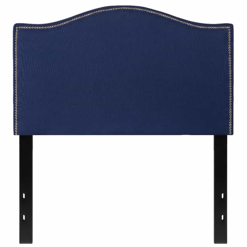 Lexington Upholstered Twin Size Headboard With Accent Nail Trim In Navy Fabric