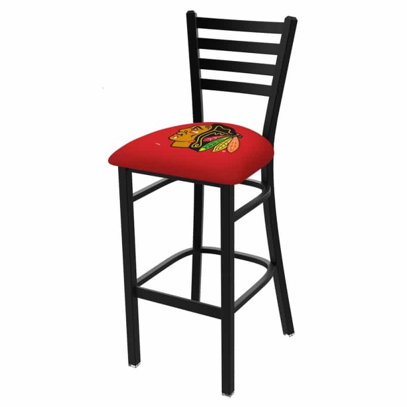 L004 Chicago Blackhawks 25" Stationary Counter Stool With Black Wrinkle Finish By Holland Bar Stool Co