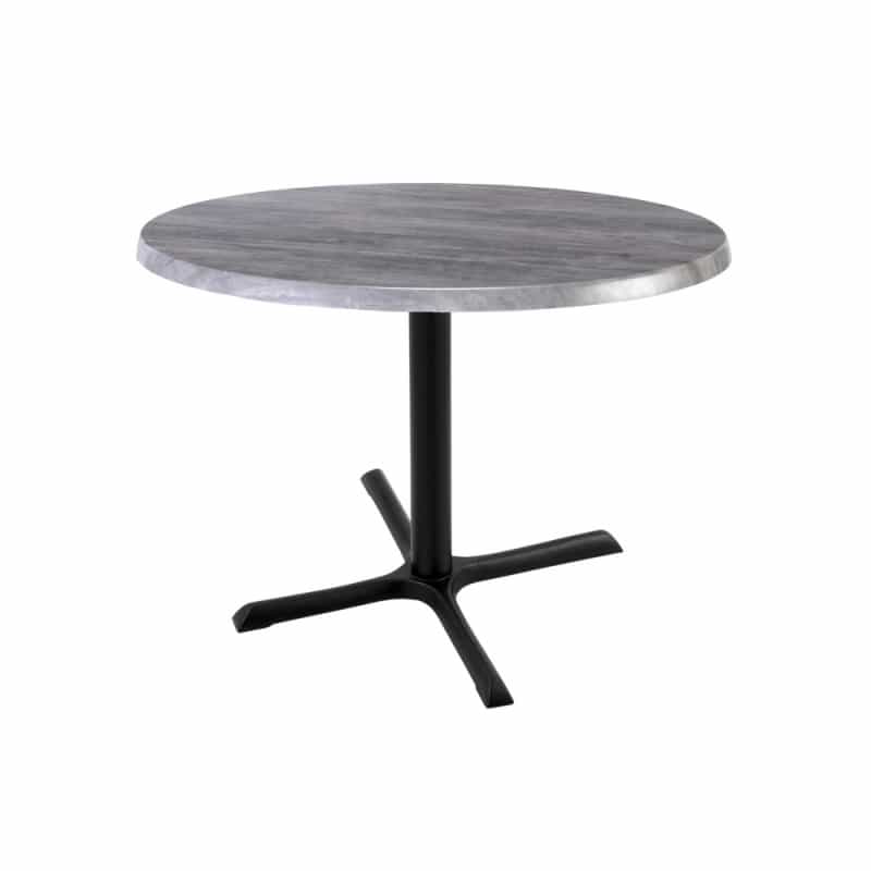 Indoor/Outdoor 30" Tall Od211 Black Table Base With 30" X 30" Foot And 30" Diameter Indoor/Outdoor Greystone Top By The Holland Bar Stool Co