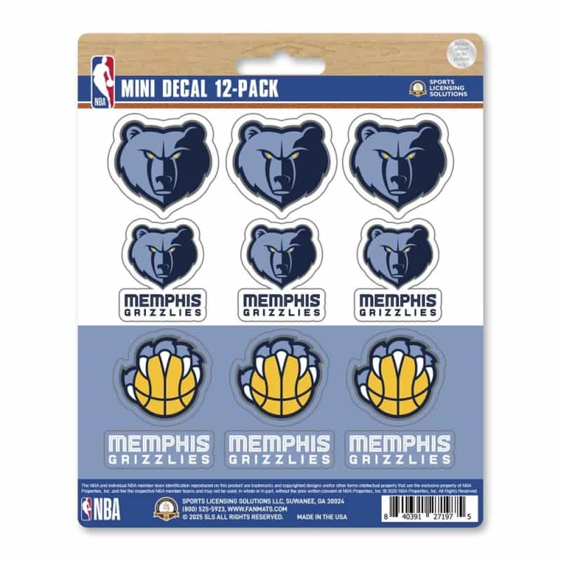 Memphis Grizzlies 12 Count Mini Decal Sticker Pack