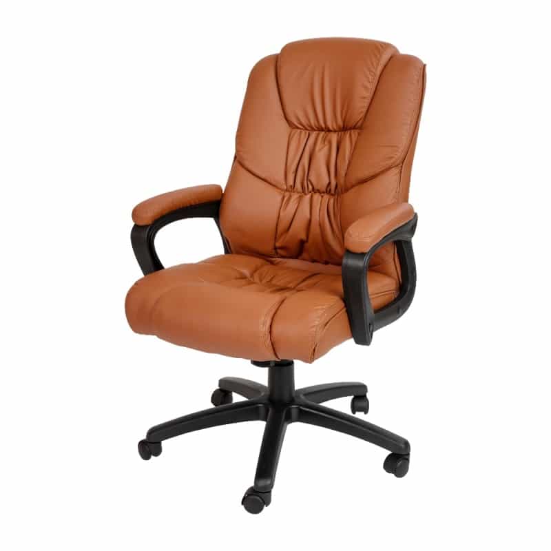Flash Fundamentals Big & Tall 400 Lb. Rated Brown Leathersoft Swivel Office Chair With Padded Arms