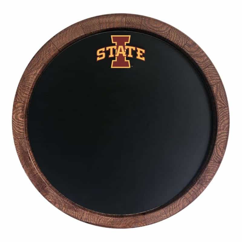 Iowa State Cyclones: Chalkboard Round "Faux" Barrel Top Sign