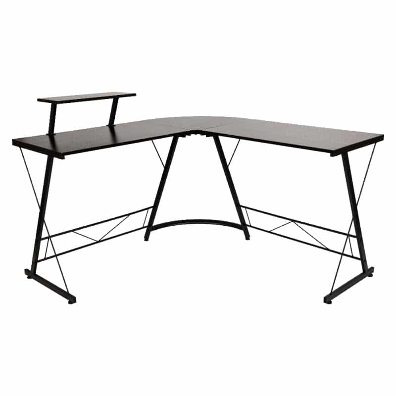 Ginny L-Shaped Desk 71.5" Computer Corner Desk, Home Office Corner Desk, Gaming Desk, Space Saving, Easy To Assemble, Black/Black