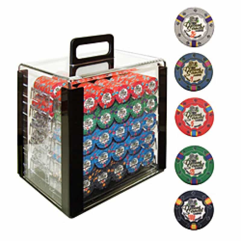 1000 10G Desert Sands Casino Poker Chips In Acrylic Carrier