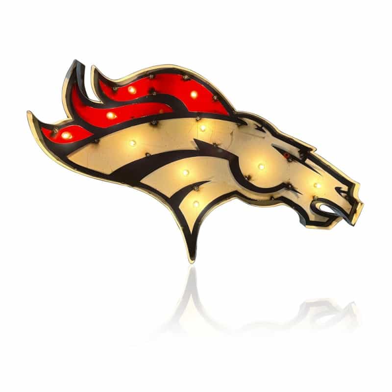 Denver Broncos Logo Lighted Recycled Metal Sign