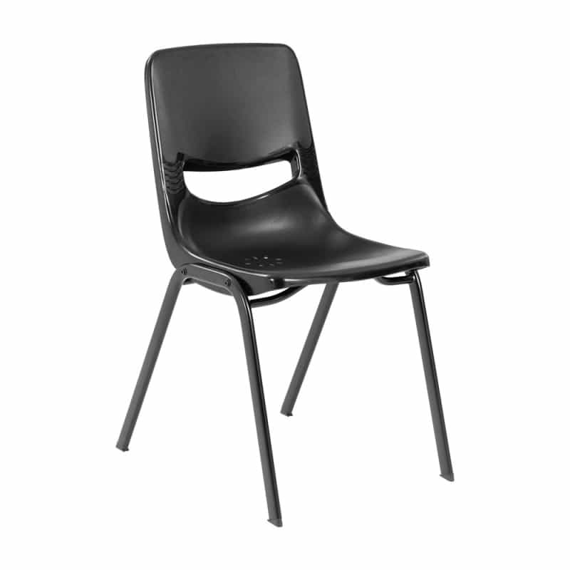 Hercules Heavy-Duty Flex Comfort Classroom Stack Chair With Powder-Coated Frame And Black Ergonomic Back And Seat