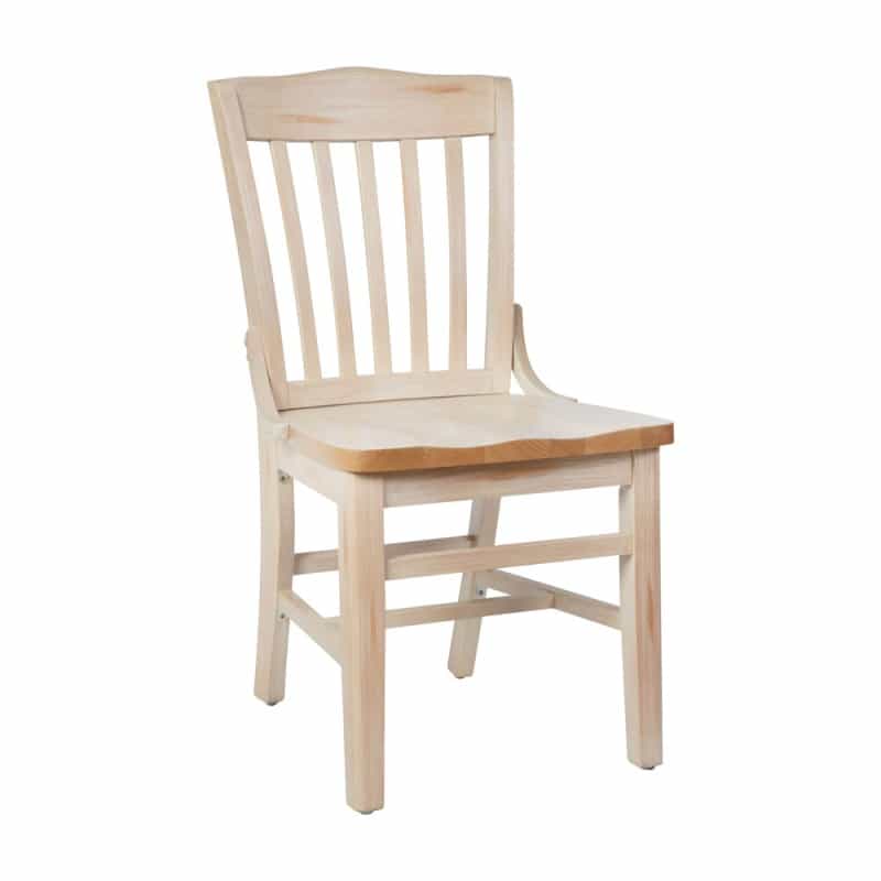 Hercules School House Back Antique White Wood Restaurant Chair