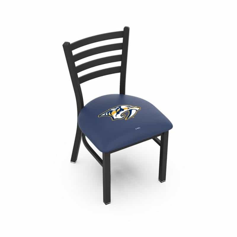 L00418 Black Wrinkle Nashville Predators Stationary Chair With Ladder Style Back By Holland Bar Stool Co
