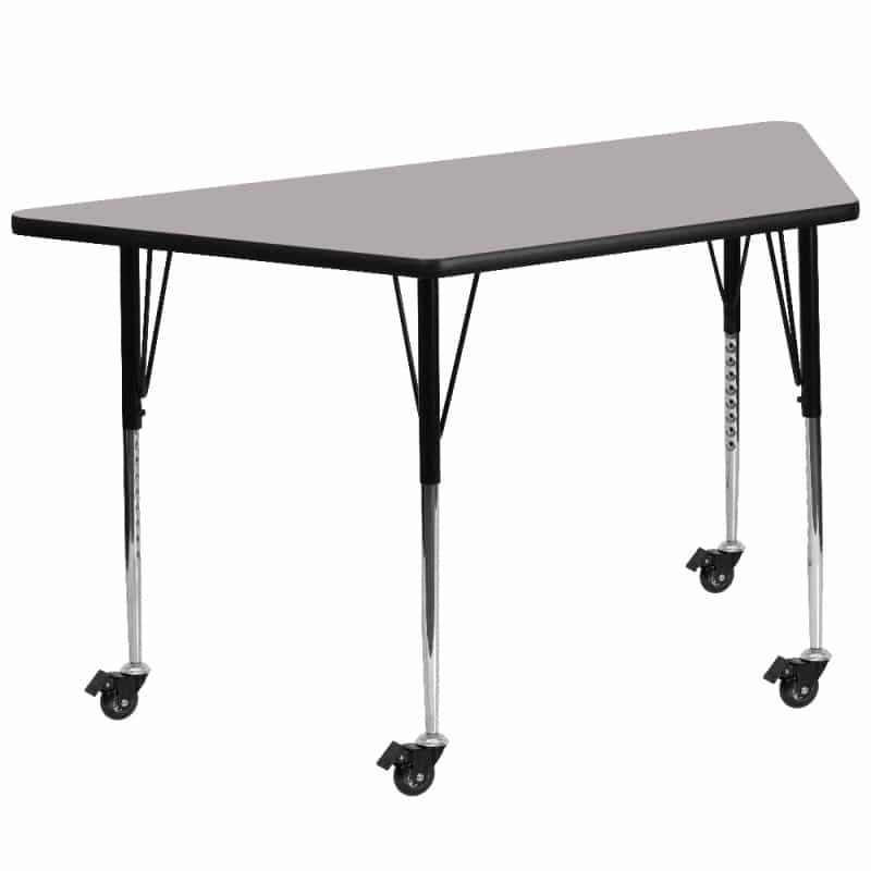 Wren Mobile 22.5''W X 45''L Trapezoid Grey Hp Laminate Activity Table - Standard Height Adjustable Legs