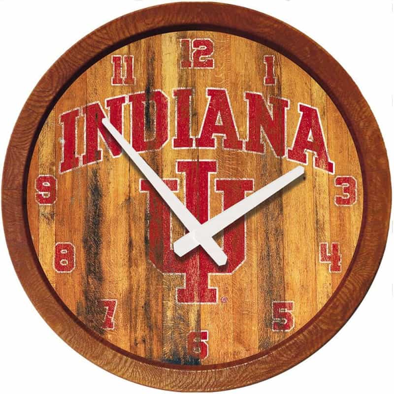 Indiana Hoosiers: Weathered "Faux" Barrel Top Wall Clock