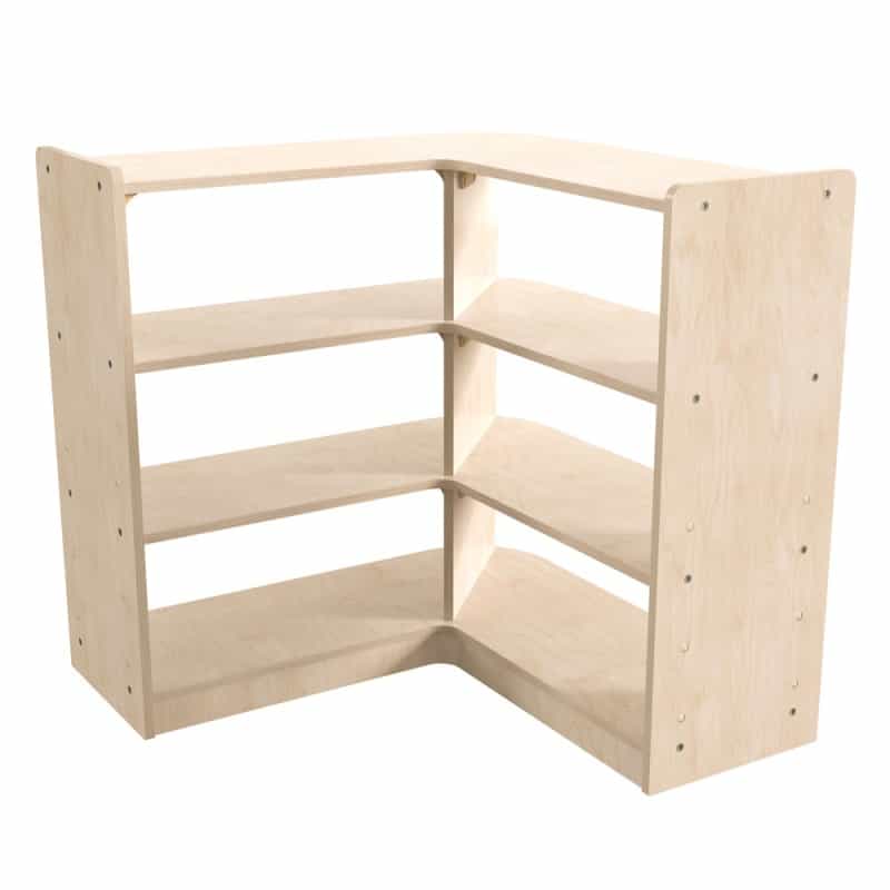 Bright Beginnings Commercial Grade 3 Tier Woodenclassroom Open Corner Storageunit, Safe, Kid Friendly Design, Natural
