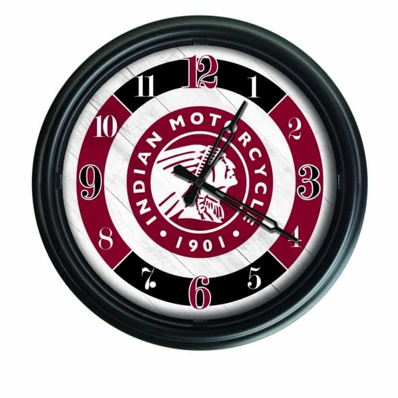 Indian Motorcycle (Head) Indoor/Outdoor Led Wall Clock By Holland Bar Stool