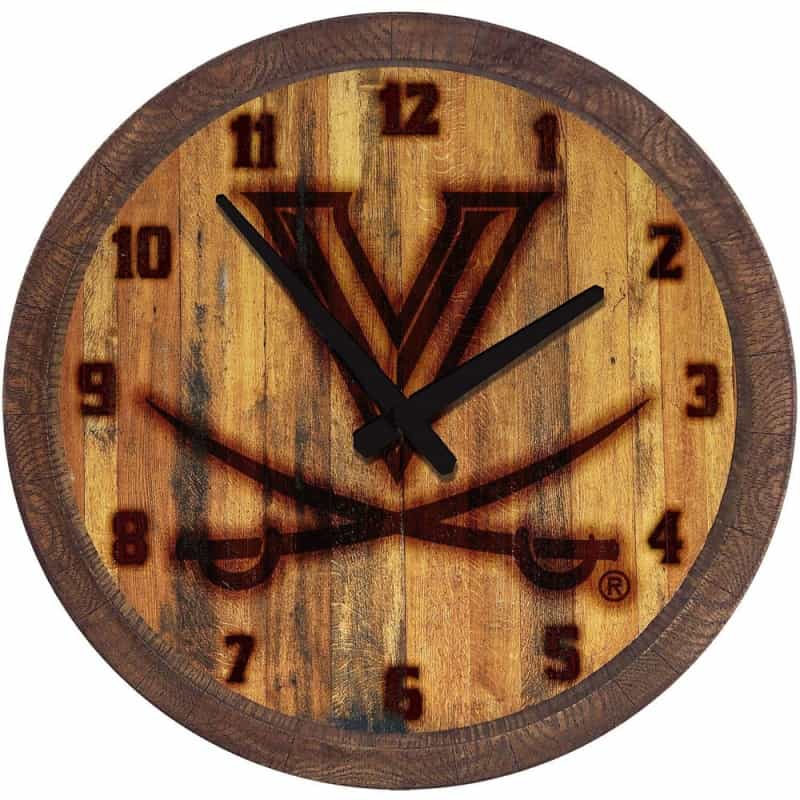 Virginia Cavaliers: Branded "Faux" Barrel Top Wall Clock