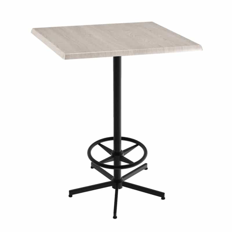 Indoor/Outdoor 42" Tall Od216 Black Table Base With 30" X 30" Square Indoor/Outdoor Top By The Holland Bar Stool Co, Top Color: White Ash