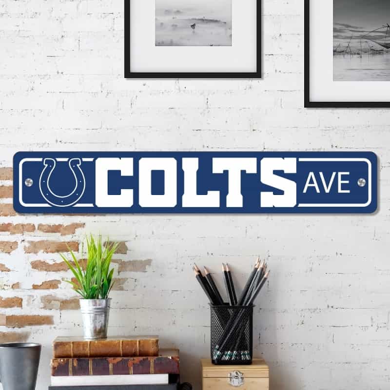 Indianapolis Colts Team Color Street Sign Decor 4In. X 24In. Lightweight