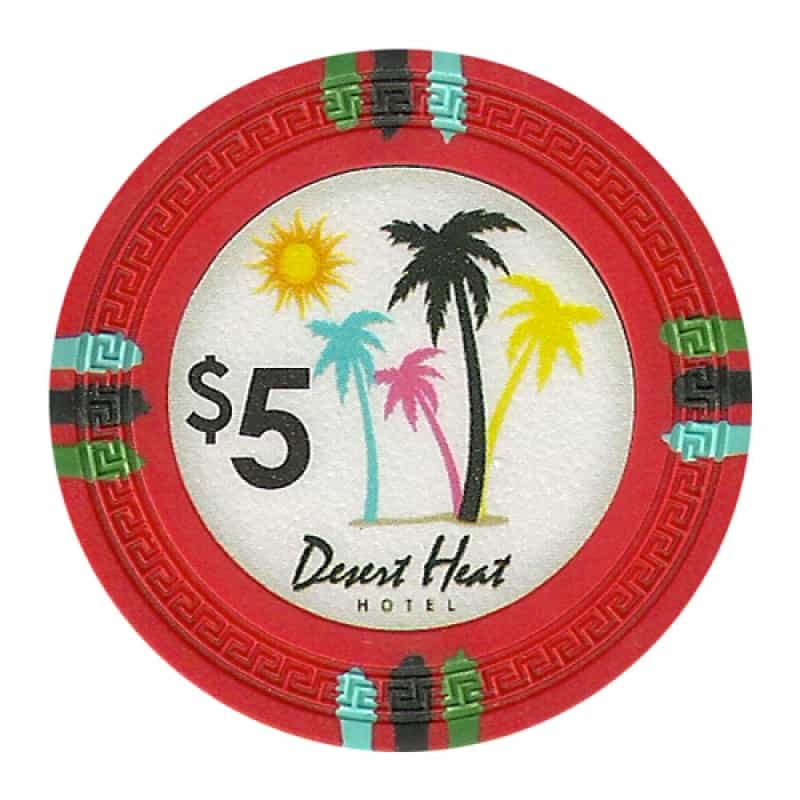 Desert Heat Series 13.5 Gram Poker Chips - $5 Sold By The Roll Of 25Pcs