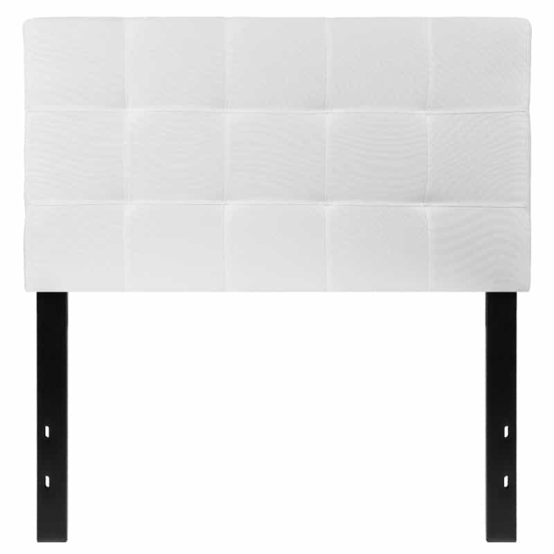 Bedford Tufted Upholstered Twin Size Headboard In White Fabric