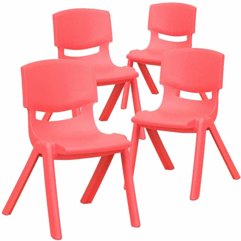Whitney 4 Pack Red Plastic Stackable School Chair With 12'' Seat Height