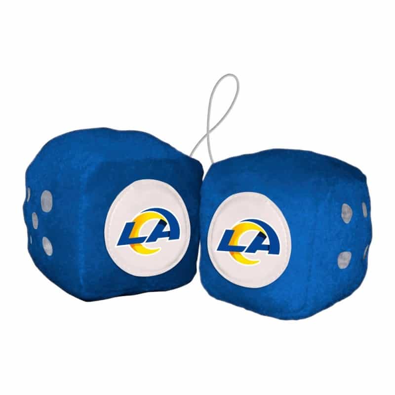 Los Angeles Rams Team Color Fuzzy Dice Decor 3" Set
