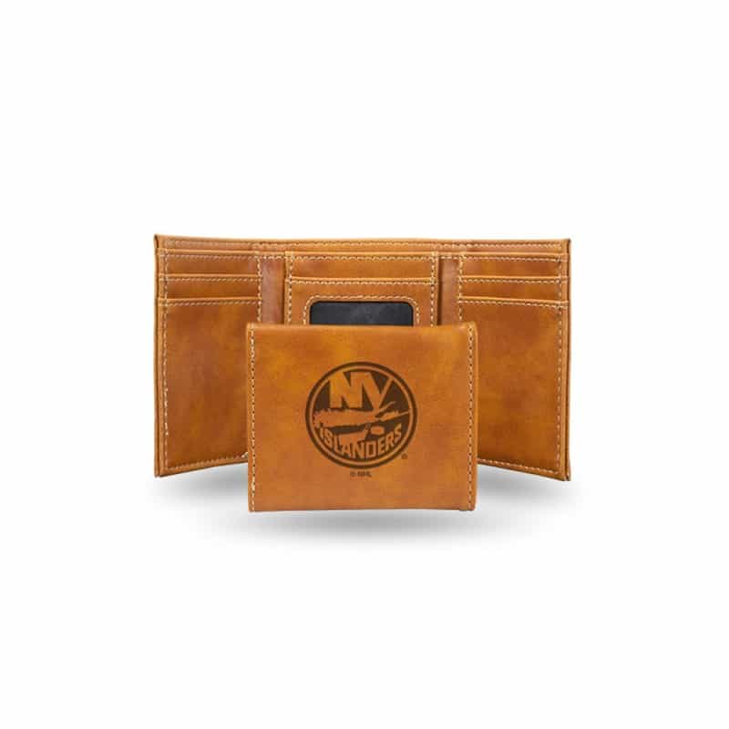 Islanders Laser Engraved Brown Trifold Wallet
