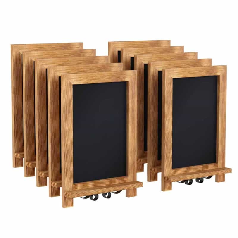 Canterbury 9.5" X 14" Torched Wood Tabletop Magnetic Chalkboards With Metal Scrolled Legs, Hanging Wall Chalkboards, Countertop Memo Boards, Set Of 10