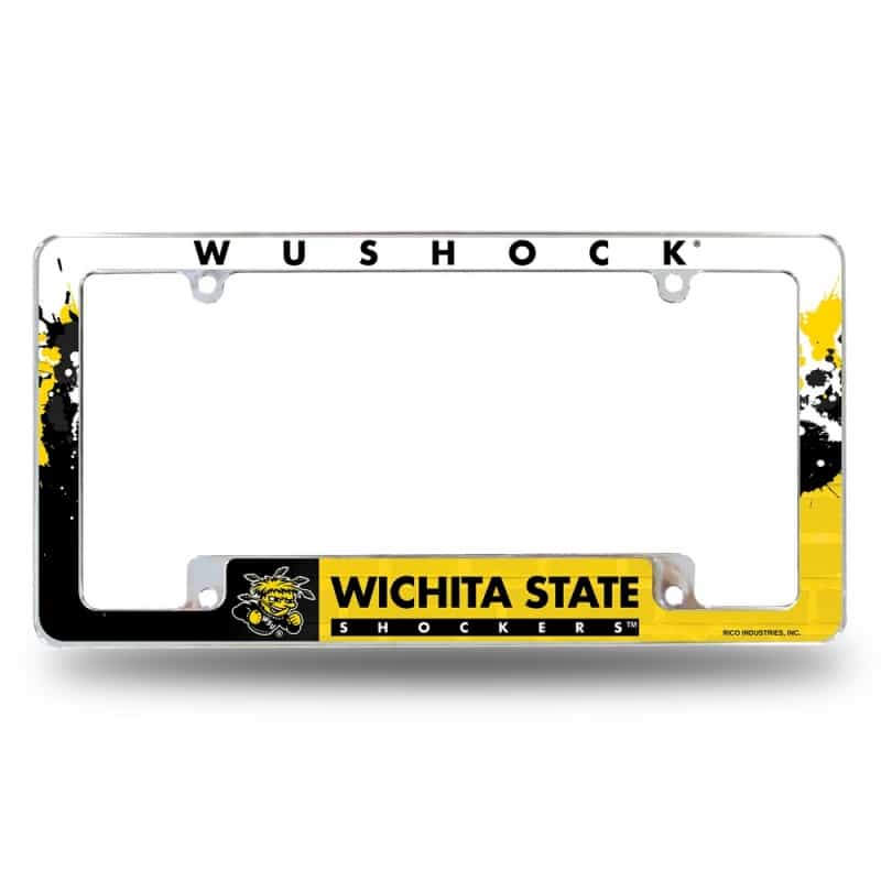 Rico Industries Ncaa Wichita State Shockers Primary 12" X 6" Chrome All Over Automotive License Plate Frame