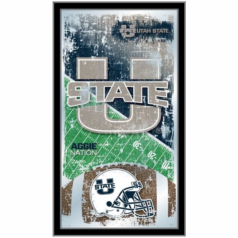 Utah State 15" X 26" Football Mirror By Holland Bar Stool Company