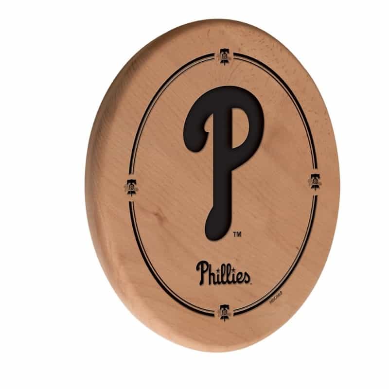 Philadelphia Phillies 13" Laser Engraved Solid Wood Sign By Holland Bar Stool Co