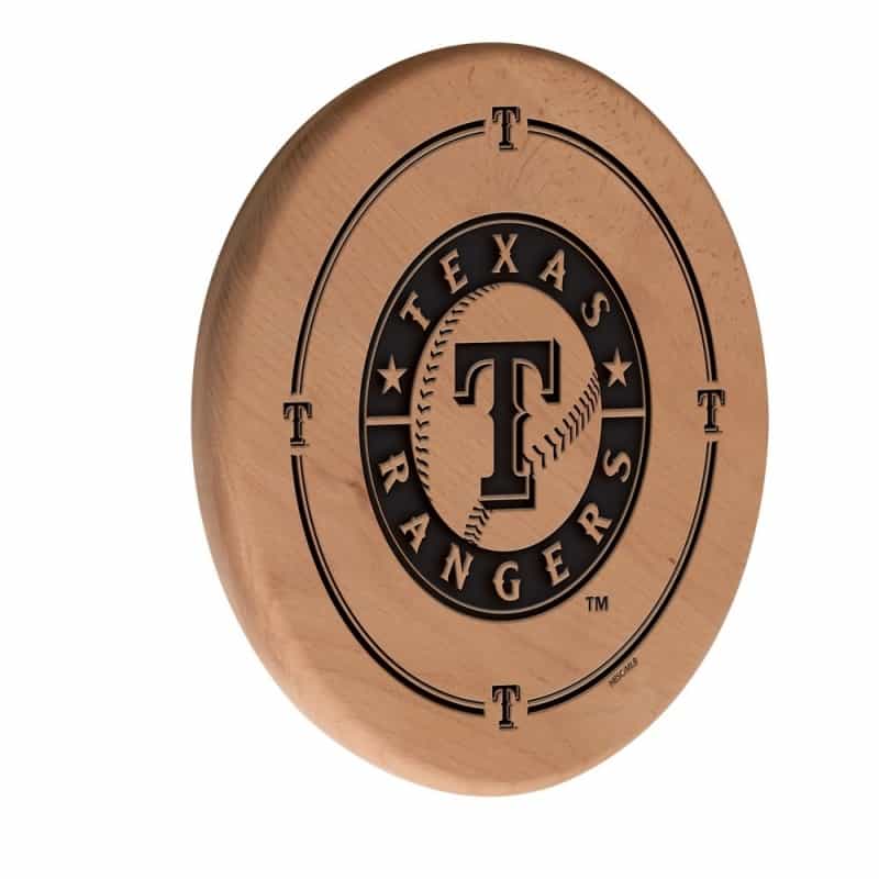 Texas Rangers 13" Laser Engraved Solid Wood Sign By Holland Bar Stool Co