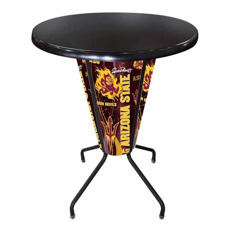 L218 Arizona State University 42" Tall - 36" Indoor/Outdoor Black Steel Top Lighted Pub Table With Black Wrinkle Finish
