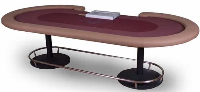 Casino Quality Texas Hold'em Poker Table With Metal Pedestal Legs And Footrail (Customizable)