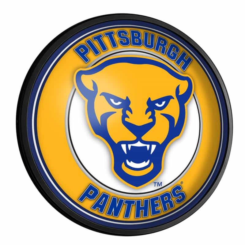 Pitt Panthers: Mascot - Round Slimline Lighted Wall Sign