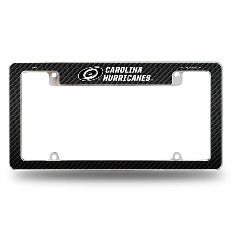 Rico Industries Nhl Hockey Carolina Hurricanes Black 12" X 6" Chrome All Over Automotive License Plate Frame