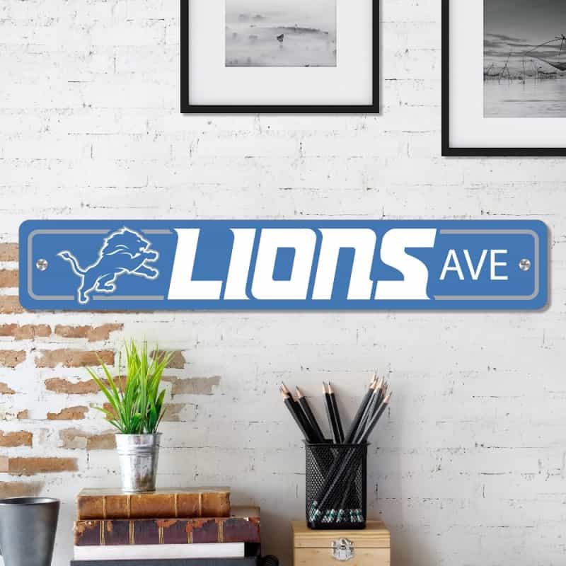 Detroit Lions Team Color Street Sign Decor 4In. X 24In. Lightweight