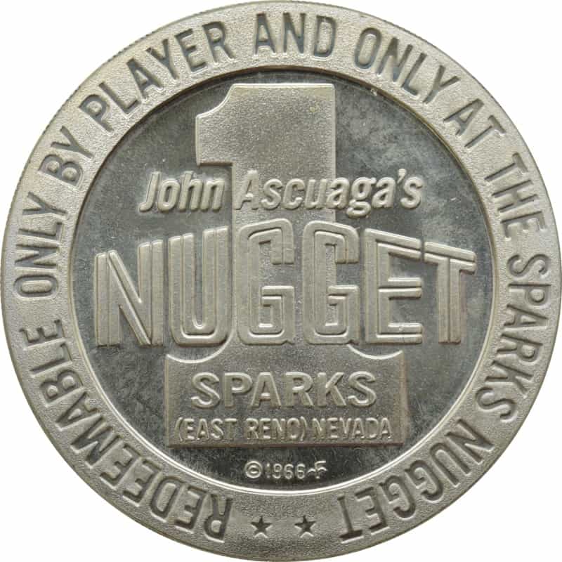 Nugget (John Ascuaga's) Casino Sparks Nv $1 Token 1966