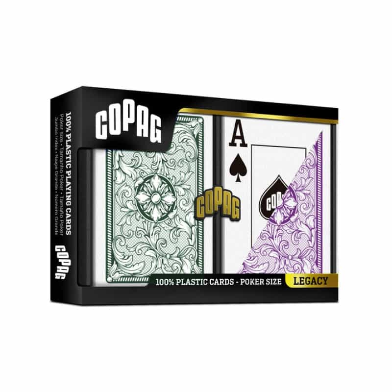 Copag Legacy Green/Purple Poker Size Jumbo Index 2 Deck Setup
