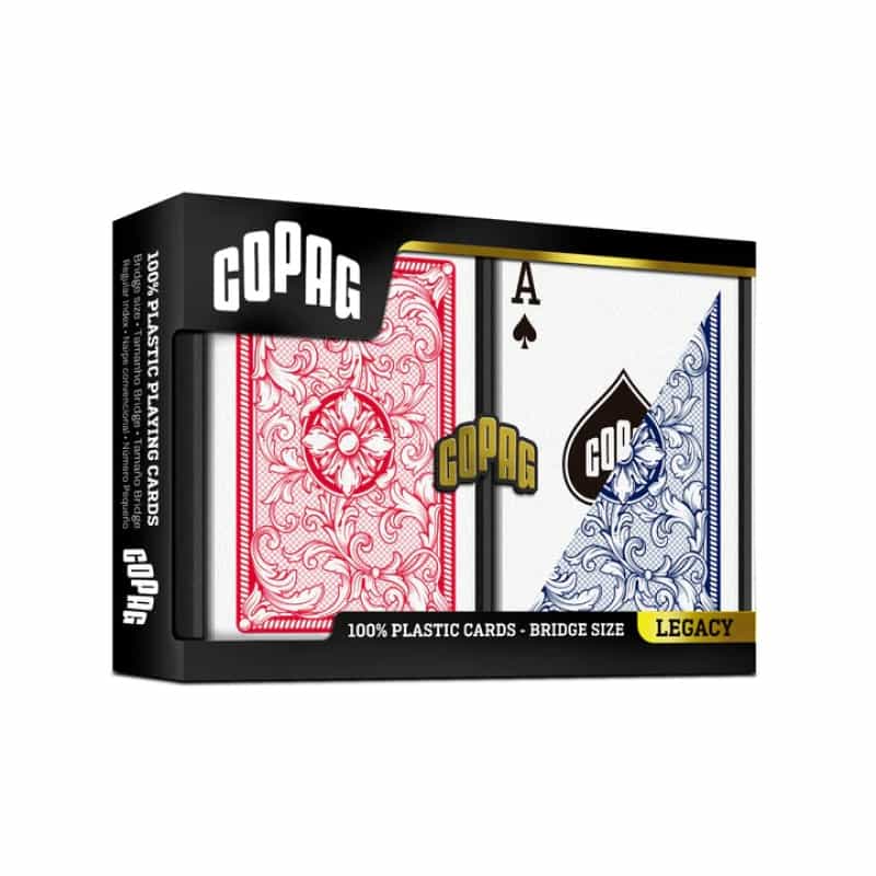 Copag Legacy Plastic Bridge Size Regular Index Red/Blue Double-Deck Set
