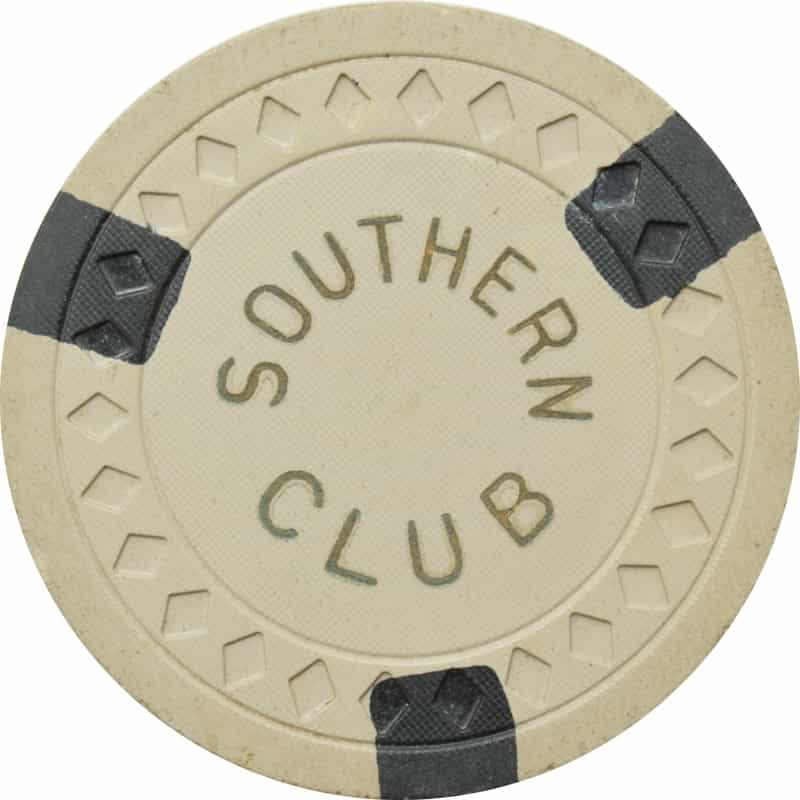 Southern Club Illegal Casino Hot Springs Arkansas $1 Chip White With Black Edgespots