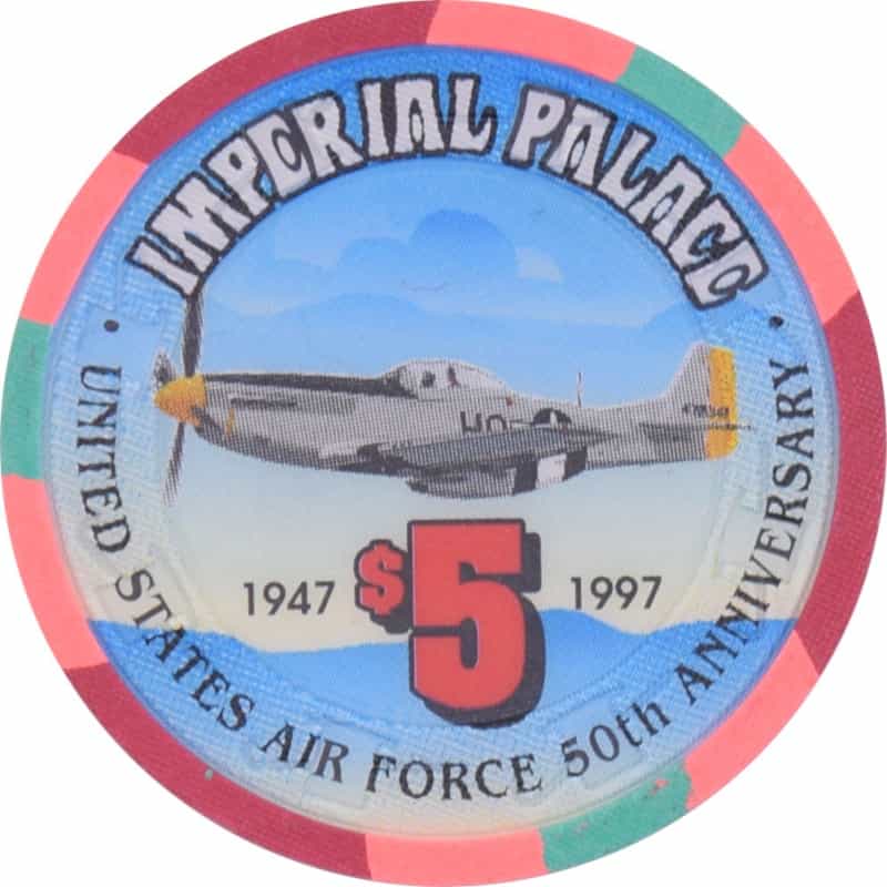 Imperial Palace Casino Las Vegas Nevada $5 Us Air Force 50Th Anniversary Chip 1997