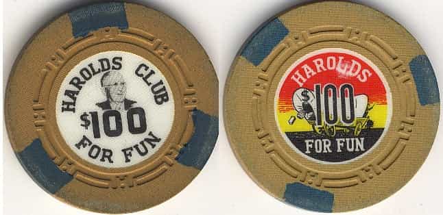 Harold's Club Casino Reno Nevada $100 Chip 1959