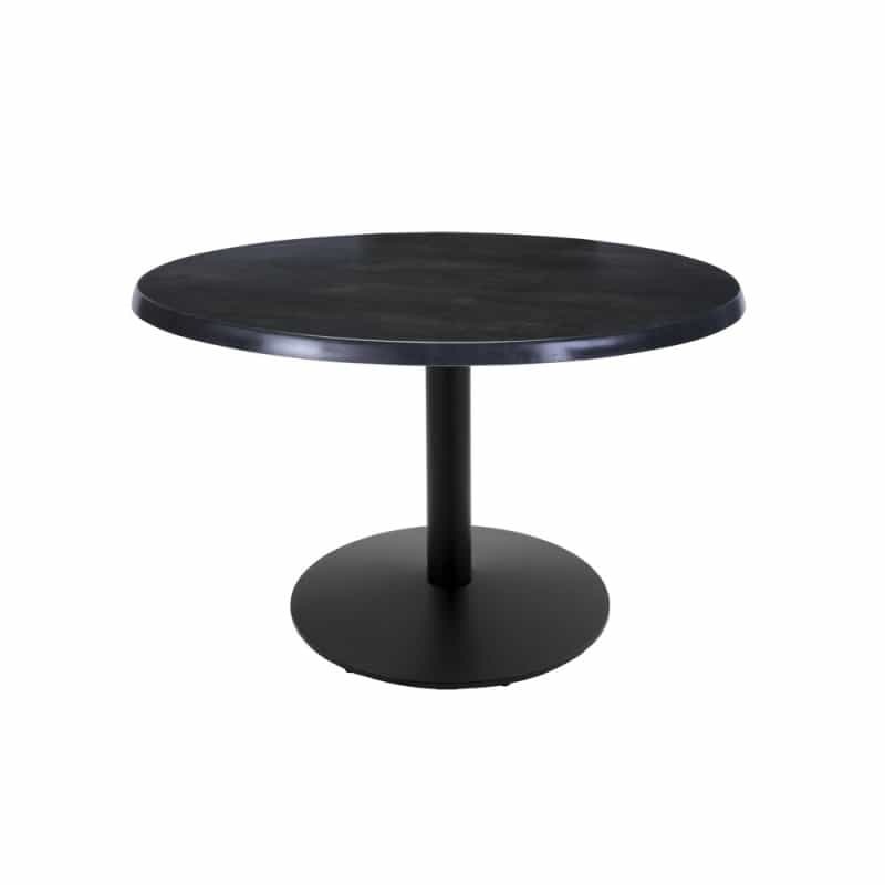 Indoor/Outdoor 30" Tall Od214 Black Table Base With 22" Diameter Foot And 36" Diameter Indoor/Outdoor Black Steel Top By The Holland Bar Stool Co