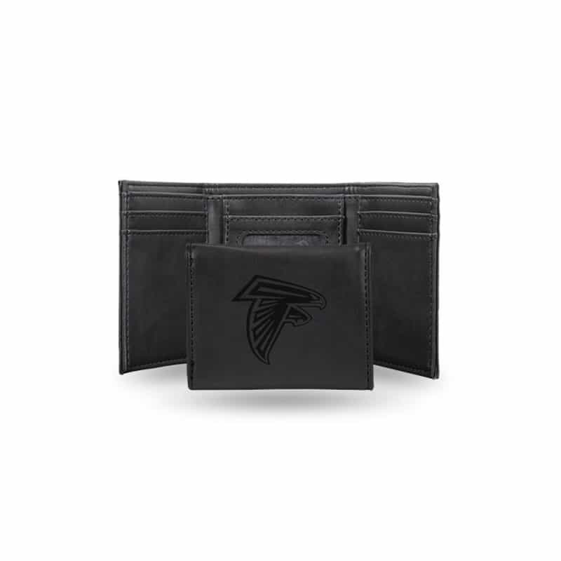 Falcons Laser Engraved Black Trifold Wallet