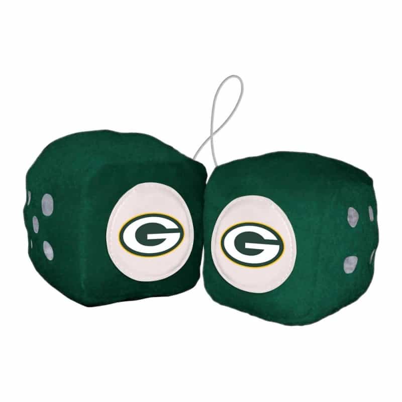Green Bay Packers Team Color Fuzzy Dice Decor 3" Set